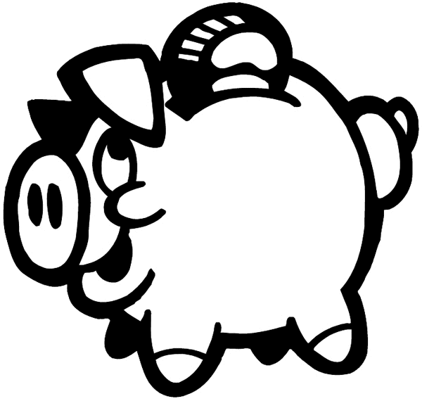 Piggy bank vinyl sticker. Customize on line. Money Banks Stock Market Business 008-0230